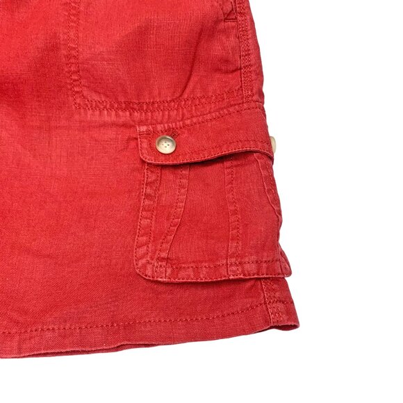 Ann Taylor Crimson‎ 100% Linen Cargo Mini Skirt - Picture 3 of 8